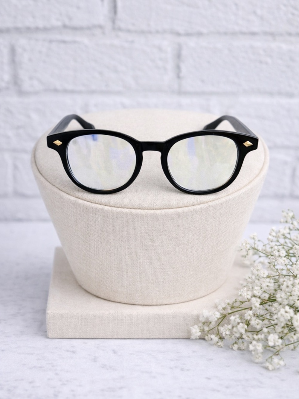 J. Crew Women's Round Blue Light Glasses with Black Frame Size AH933